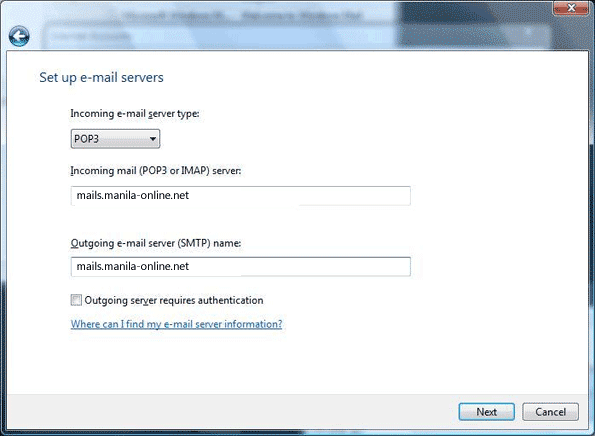 Email Setup in Outlook Express